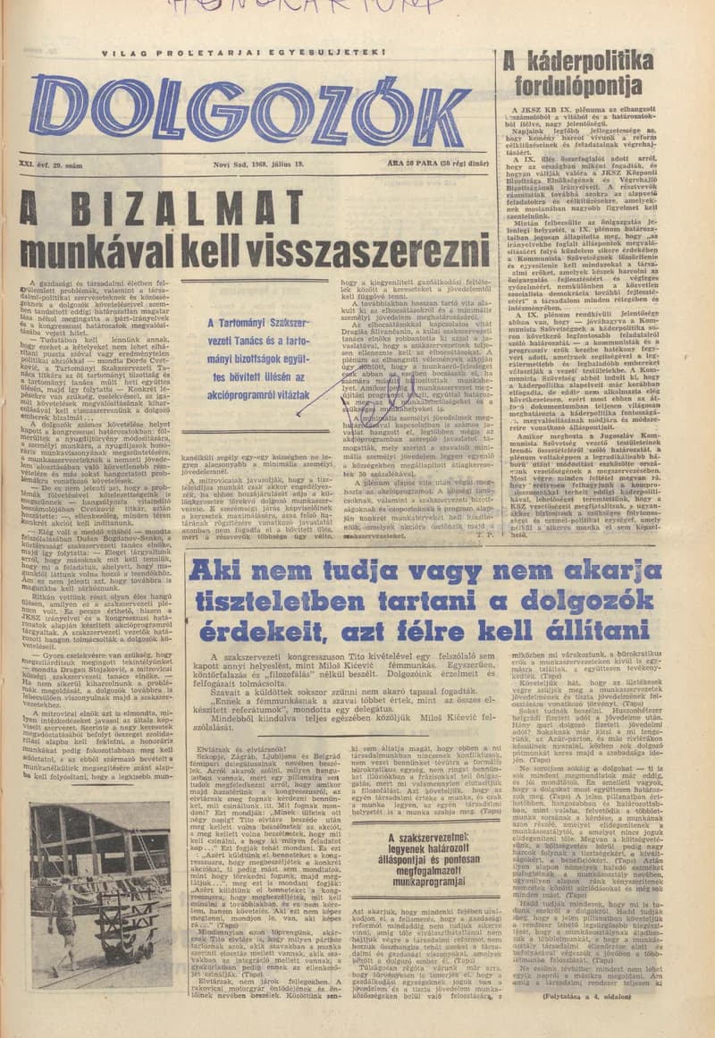Dolgozók, 22. évf. 1968. július 19. 29. sz.