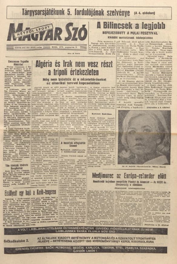 Magyar Szó, 27. évf. 1970. augusztus 3. 211. sz. 1–12. oldal