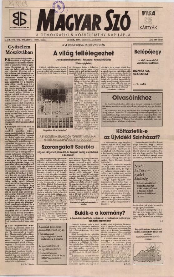 Magyar Szó, 50. évf. 1993. október 7. 270–272. sz. 1–16. oldal