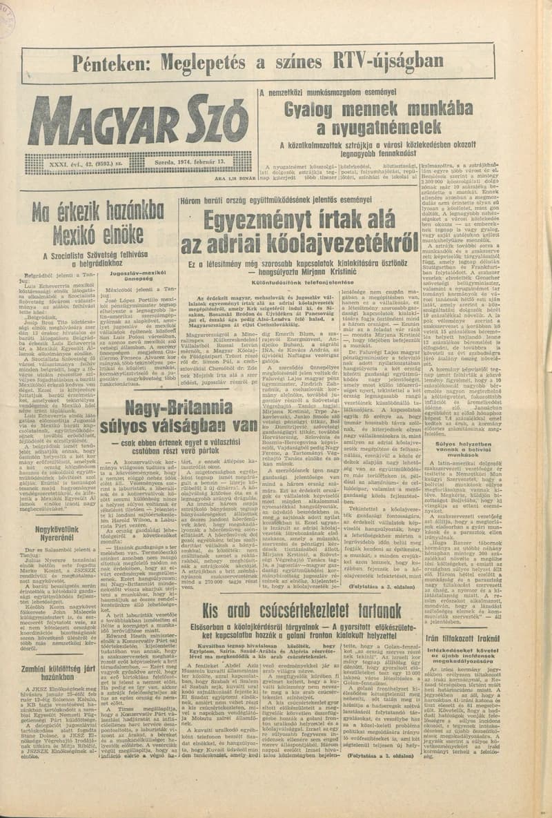 Magyar Szó, 31. évf. 1974. február 13. 42. sz. 1–20. oldal