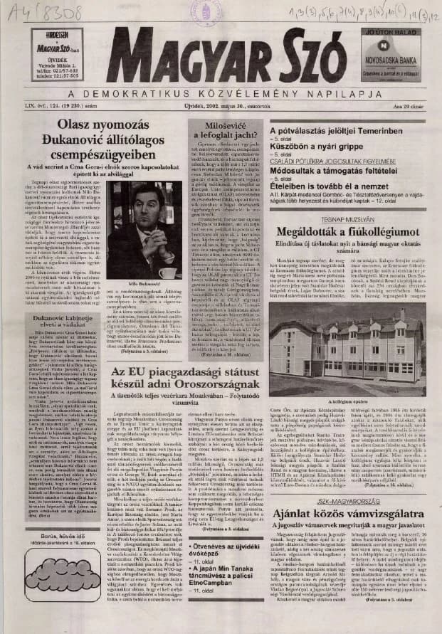 Magyar Szó, 59. évf. 2002. május 30. 124. sz. 1–16. oldal