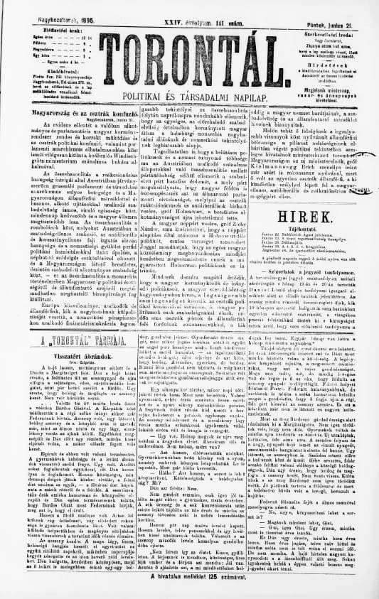 Torontál, 24. évf. 1895. június 21. 141. sz.