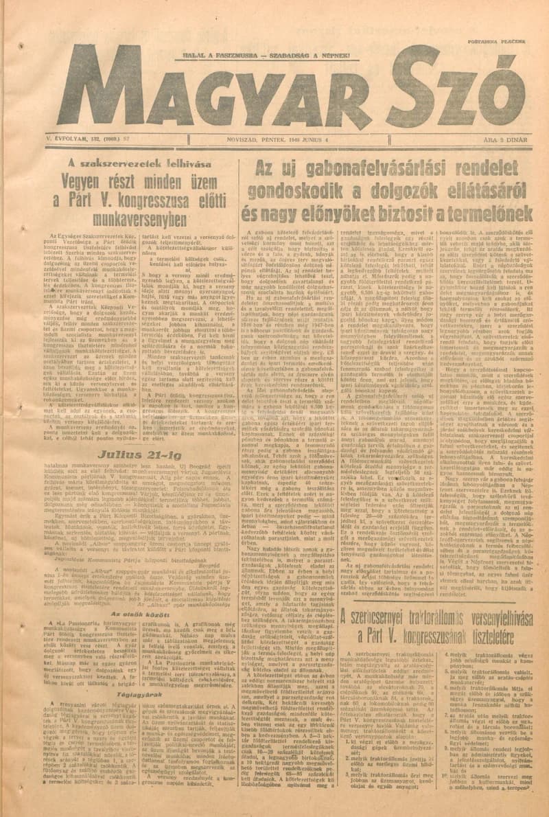 Magyar Szó, 5. évf. 1948. június 4. 132. sz. 1–4. oldal