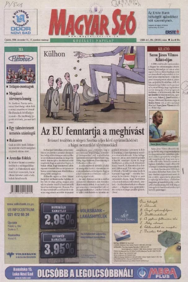 Magyar Szó, 63. évf. 2006. december 16. – 17. 294. sz. 1–28. oldal