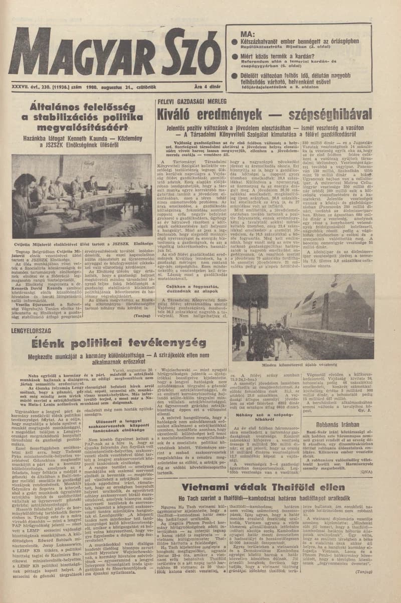 Magyar Szó, 37. évf. 1980. augusztus 21. 230. sz. 1–16. oldal