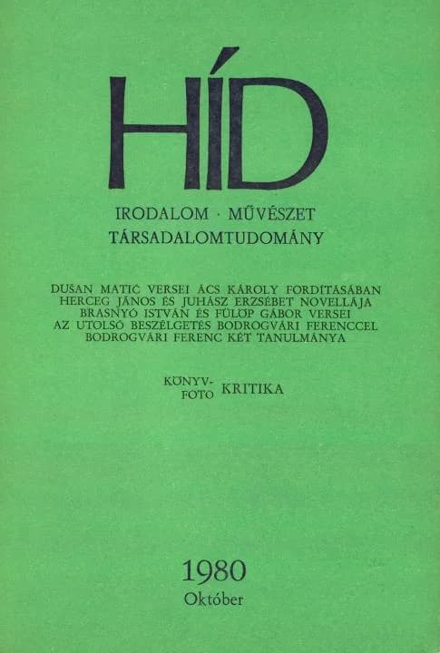 Híd, 44. évf. 1980. október. 10. sz. 1153–1268. oldal