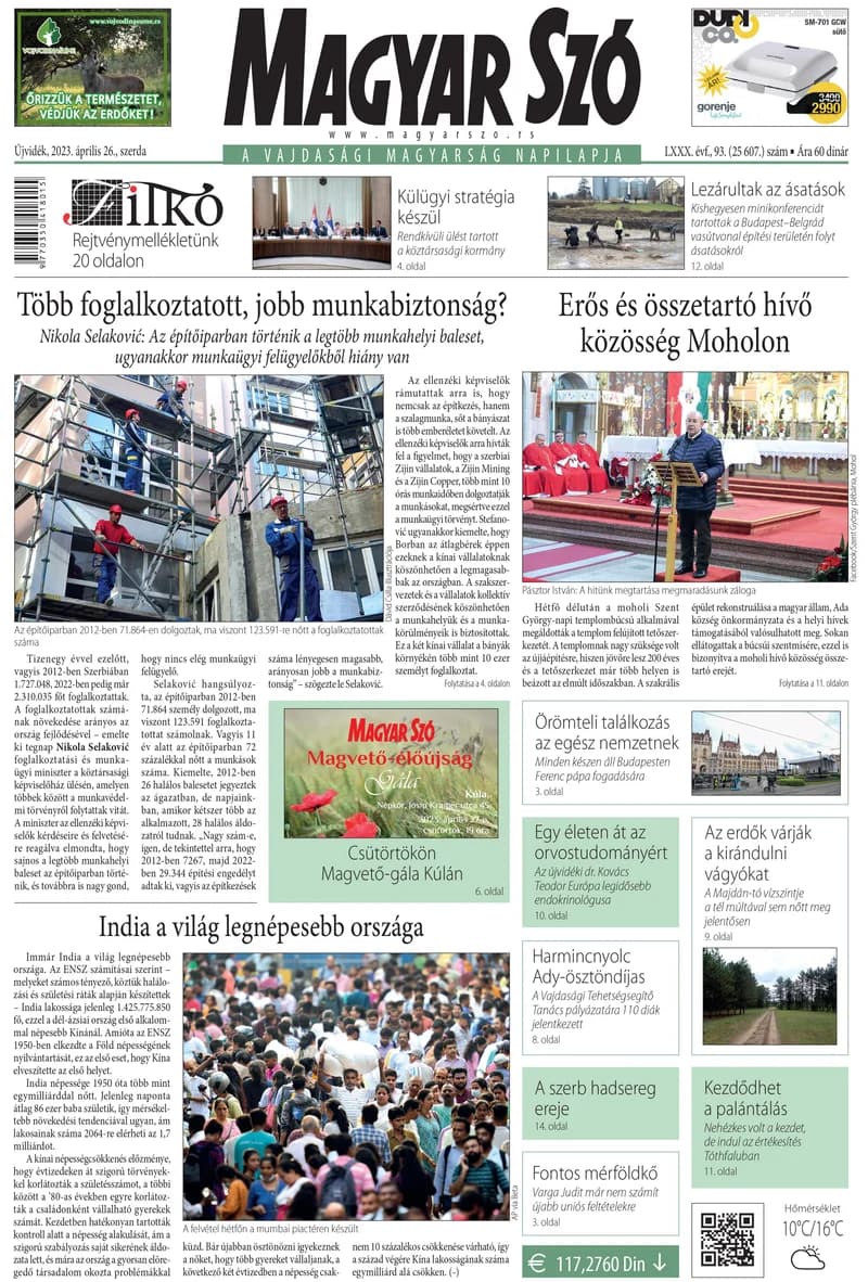 Magyar Szó, 80. évf. 2023. április 26. 93. sz. 1–16. oldal