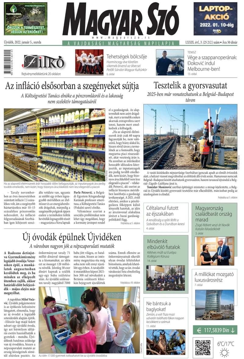 Magyar Szó, 79. évf. 2022. január 5. 3. sz. 1–16. oldal