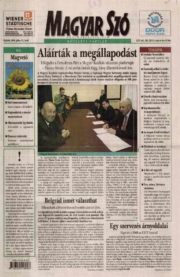 Magyar Szó, 65. évf. 2008. július 15. 161. sz. 1–20. oldal