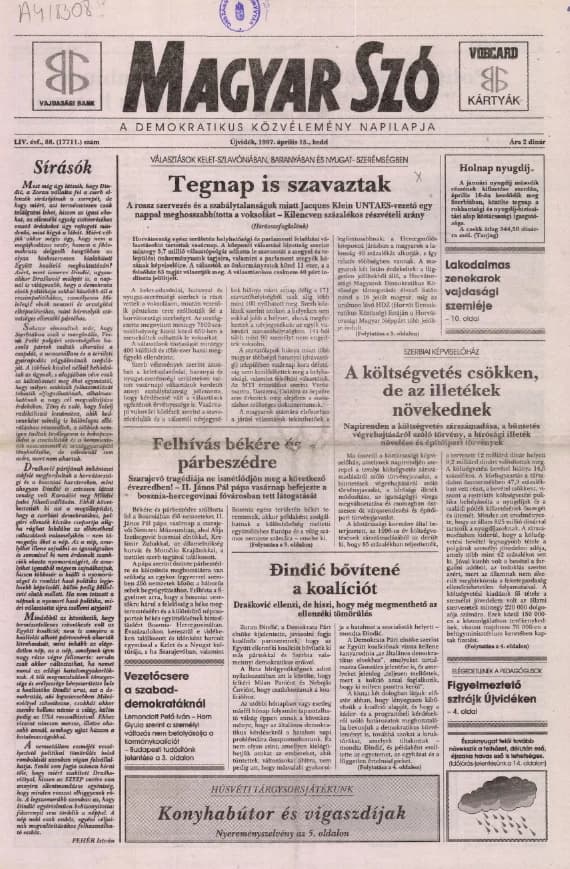 Magyar Szó, 54. évf. 1997. április 15. 88. sz. 1–16. oldal