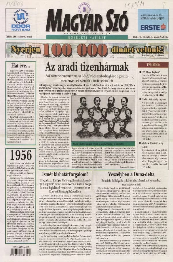 Magyar Szó, 63. évf. 2006. október 6. 233. sz. 1–20. oldal