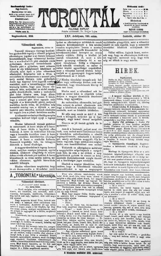 Torontál, 25. évf. 1896. október 29. 249. sz.
