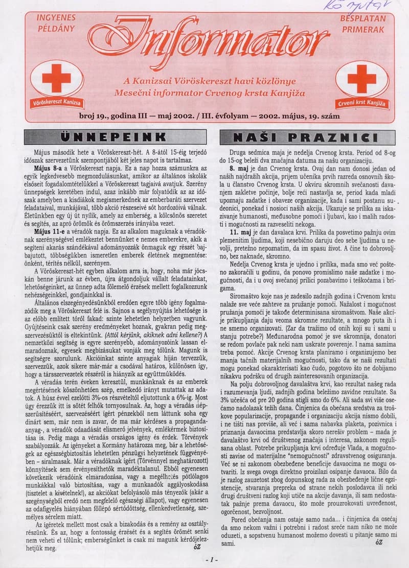 Informator, 3. évf. 2002. május 1. 19. sz.