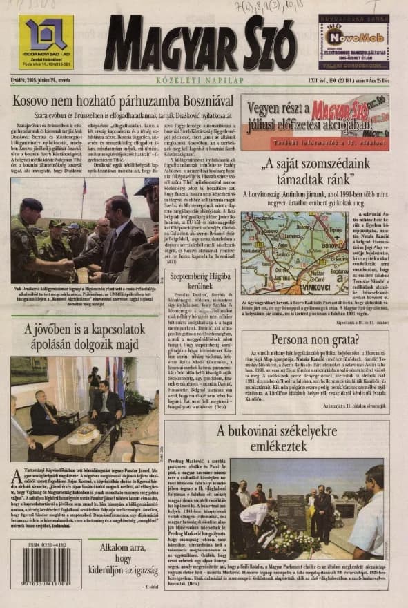 Magyar Szó, 62. évf. 2005. június 29. 150. sz. 1–20. oldal