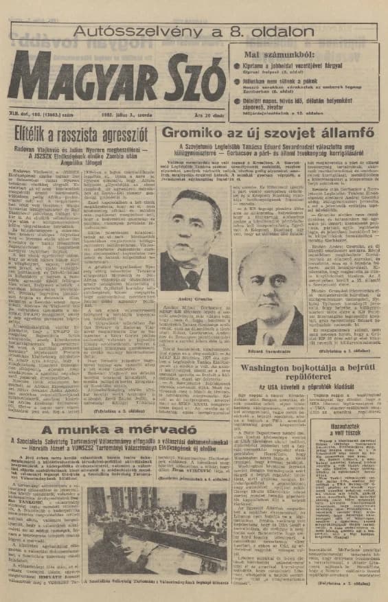 Magyar Szó, 42. évf. 1985. július 3. 180. sz. 1–16. oldal