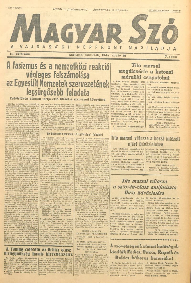 Magyar Szó, 3. évf. 1946. január 10. 7. sz. 1–6. oldal