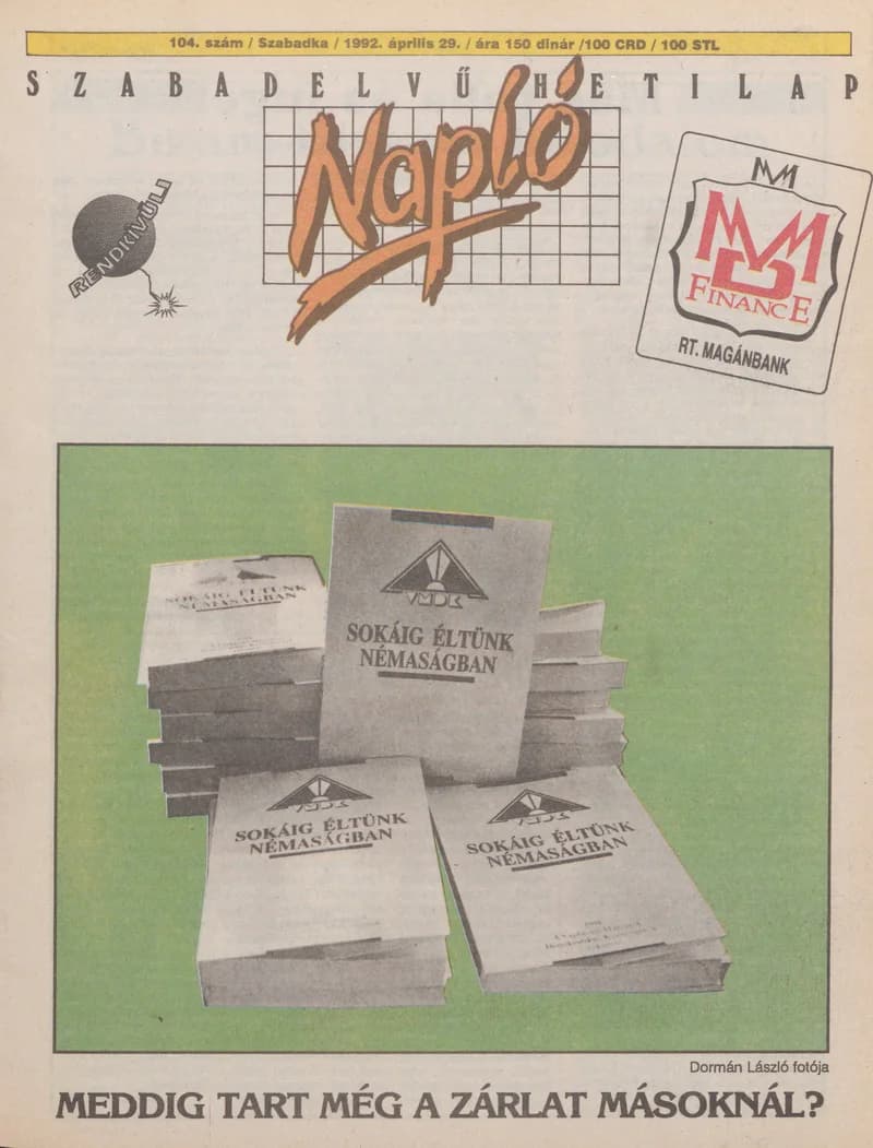 Napló - Szabadelvű hetilap, 3. évf. 1992. április 29. 104. sz.