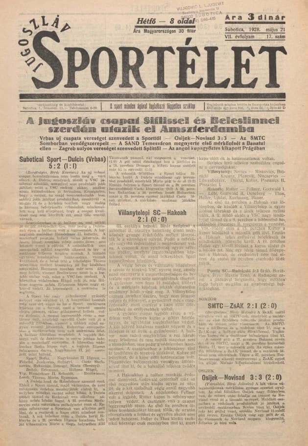 Jugoszláv sportélet, 7. évf. 1928. május 21. 17. sz.