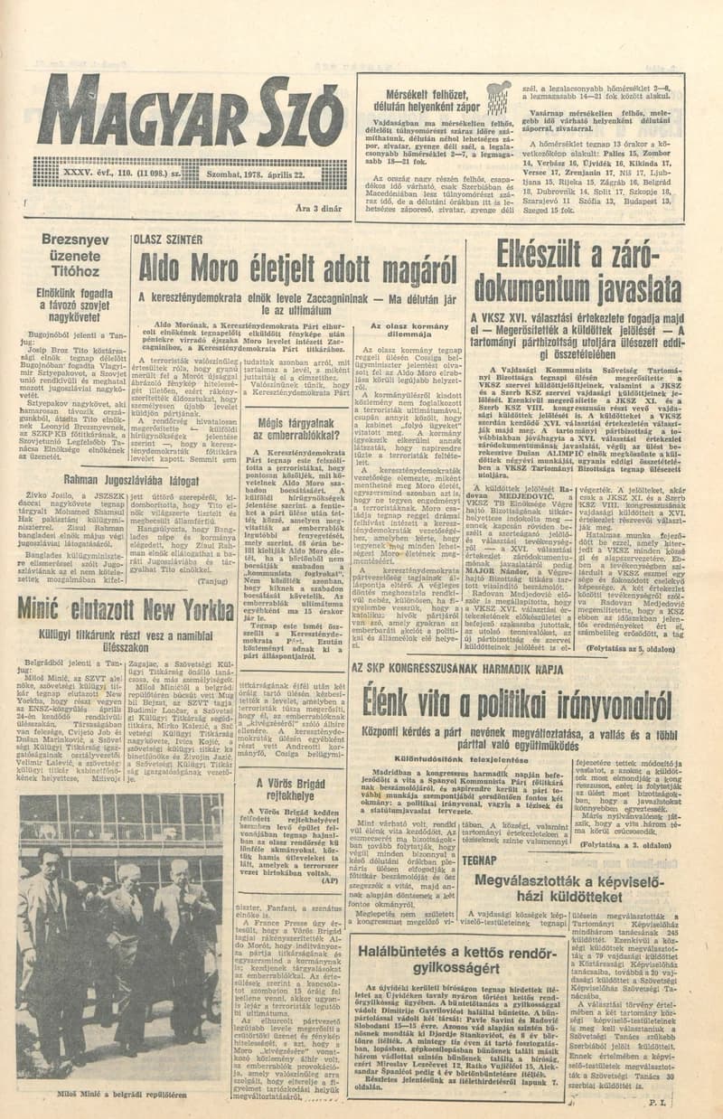 Magyar Szó, 35. évf. 1978. április 22. 110. sz. 1–20. oldal