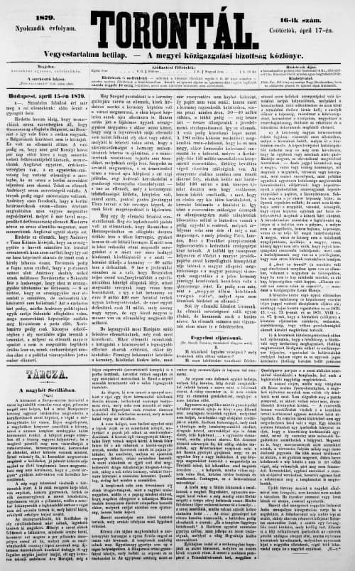Torontál, 8. évf. 1879. április 18. 16. sz.