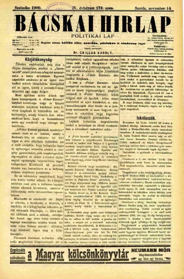 Bácskai Hirlap, 4. évf. 1900. november 14. 173. sz.