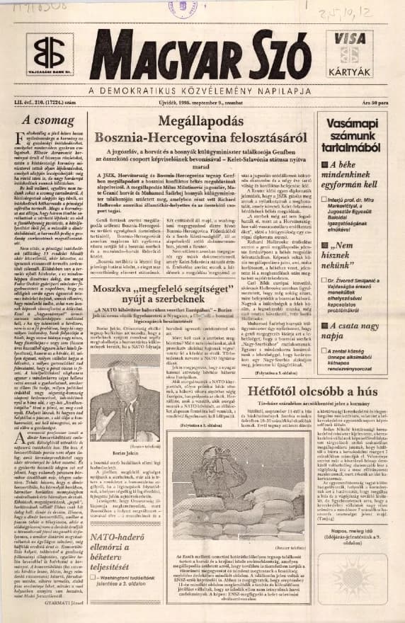 Magyar Szó, 52. évf. 1995. szeptember 9. 210. sz. 1–16. oldal