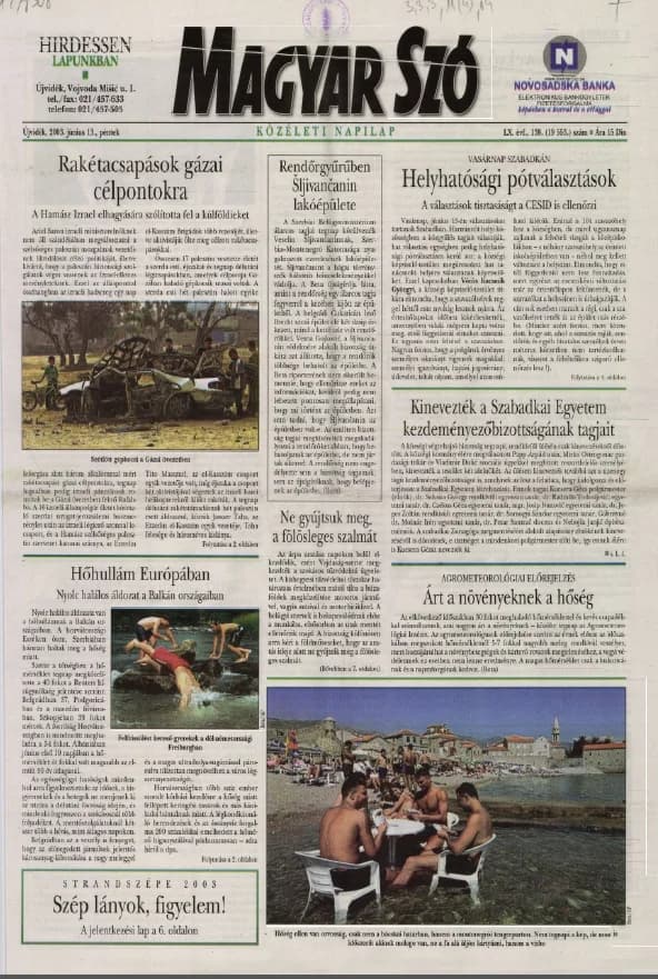 Magyar Szó, 60. évf. 2003. június 13. 138. sz. 1–16. oldal