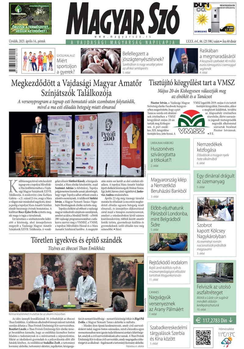 Magyar Szó, 80. évf. 2023. április 14. 84. sz. 1–16. oldal