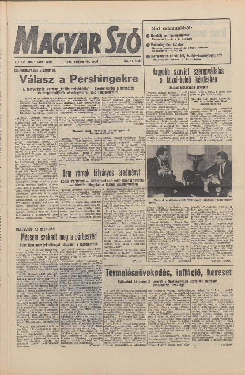 Magyar Szó, 41. évf. 1984. október 16. 286. sz. 1–20. oldal