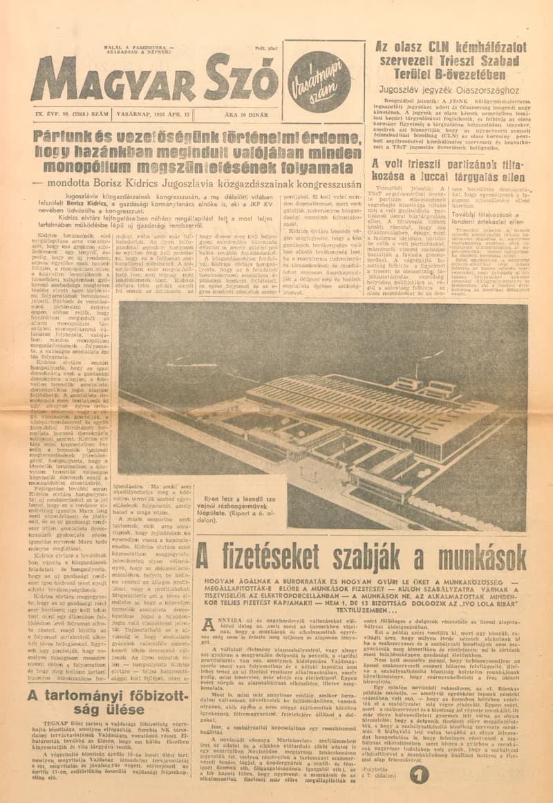 Magyar Szó, 9. évf. 1952. április 13. 90. sz. 1–12. oldal