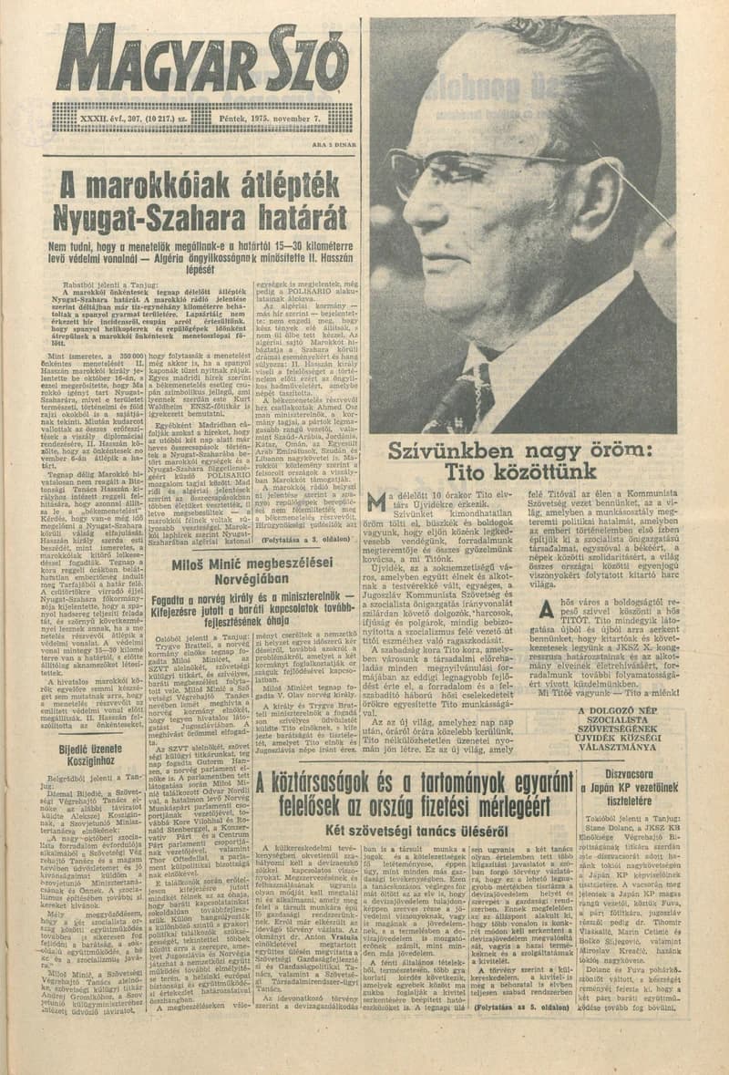 Magyar Szó, 32. évf. 1975. november 7. 307. sz.