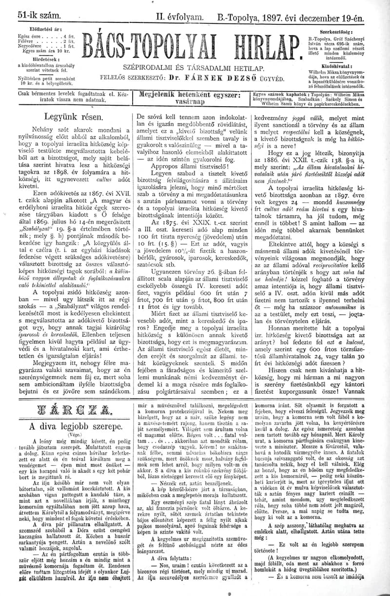 Bács-Topolyai Hirlap, 2. évf. 1897. december 19. 51. sz.