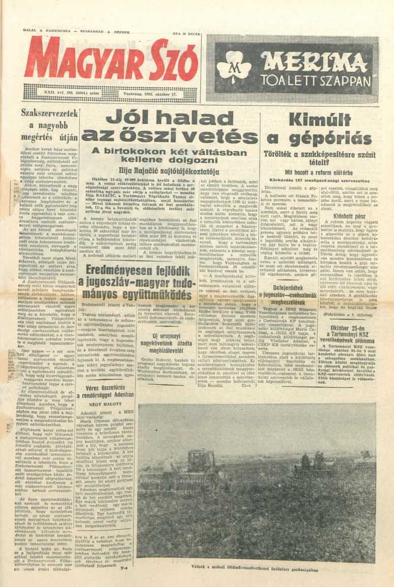 Magyar Szó, 22. évf. 1965. október 17. 286. sz. 1–24. oldal