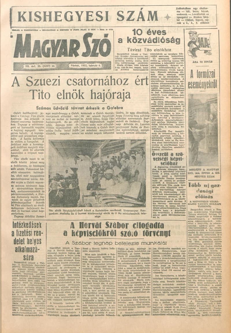Magyar Szó, 12. évf. 1955. február 4. 33. sz. 1–10. oldal