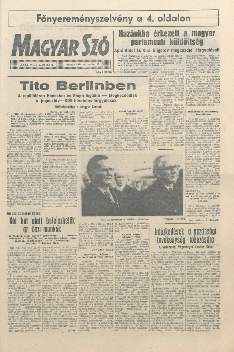 Magyar Szó, 31. évf. 1974. november 13. 313. sz. 1–20. oldal