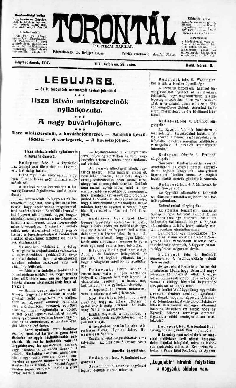 Torontál, 46. évf. 1917. február 6. 29. sz.