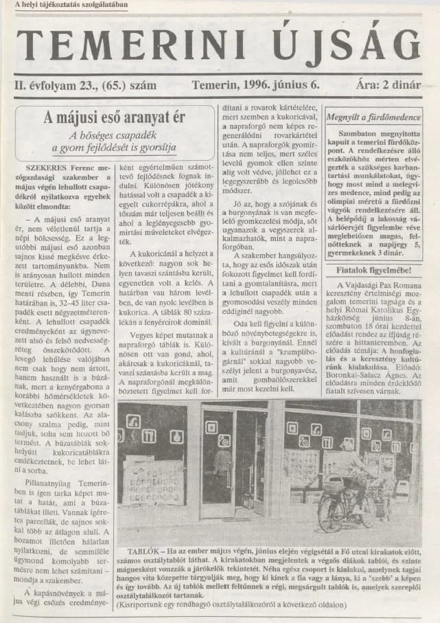 Temerini Újság, 2. évf. 1996. június 6. 23. sz.