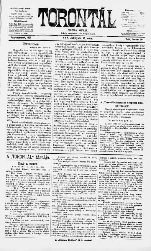Torontál, 30. évf. 1901. február 26. 47. sz.
