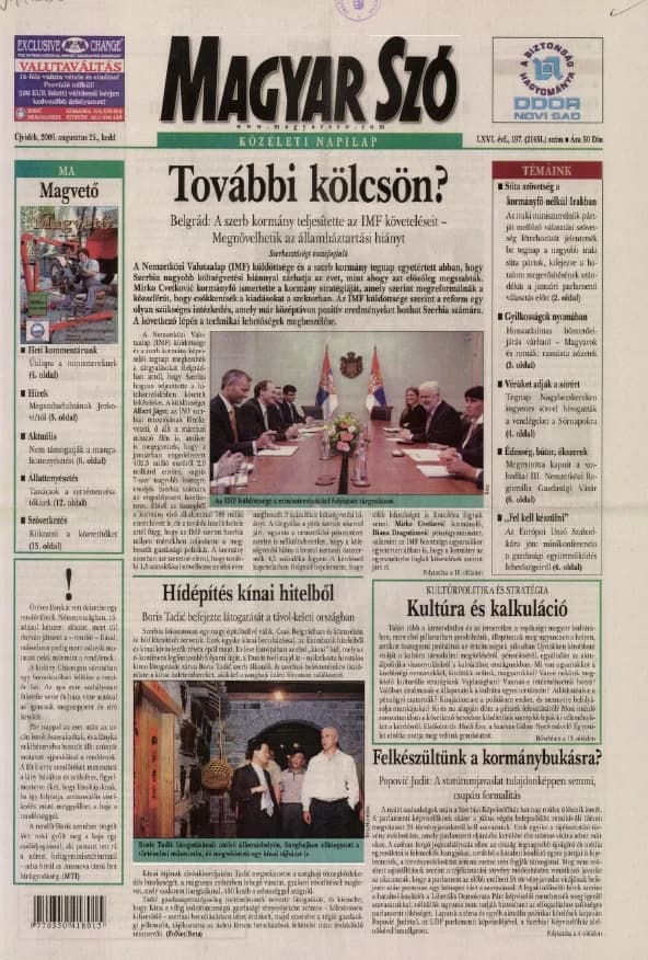 Magyar Szó, 66. évf. 2009. augusztus 25. 197. sz. 1–16. oldal