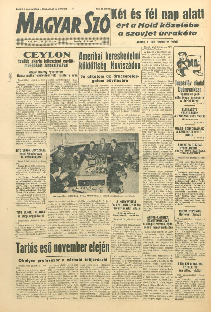 Magyar Szó, 16. évf. 1959. október 7. 236. sz. 1–20. oldal