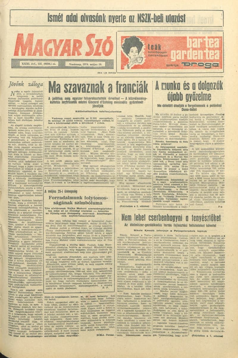 Magyar Szó, 31. évf. 1974. május 19. 135. sz. 1–34. oldal