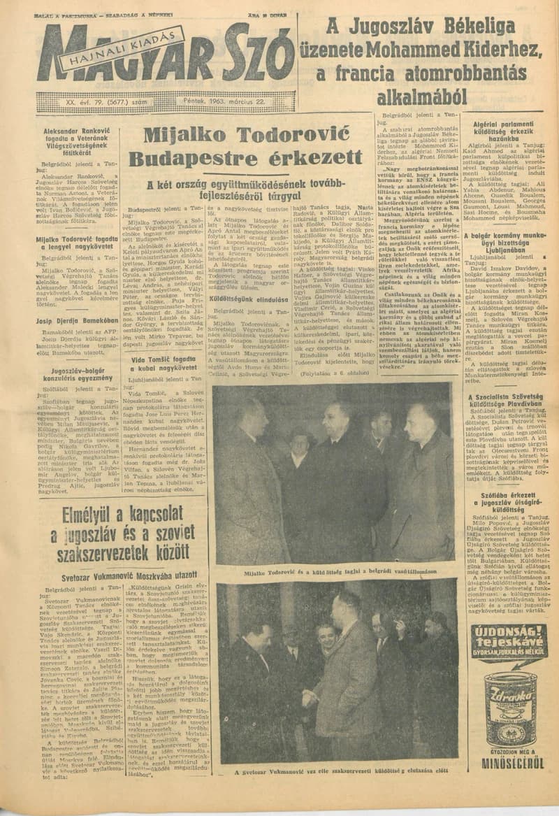 Magyar Szó, 20. évf. 1963. március 22. 79. sz. 1–14. oldal