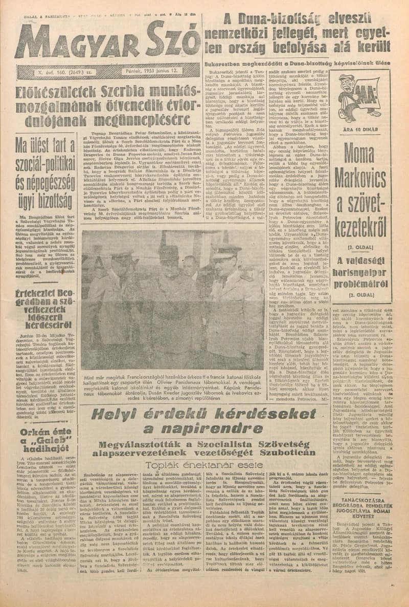 Magyar Szó, 10. évf. 1953. június 12. 160. sz. 1–8. oldal