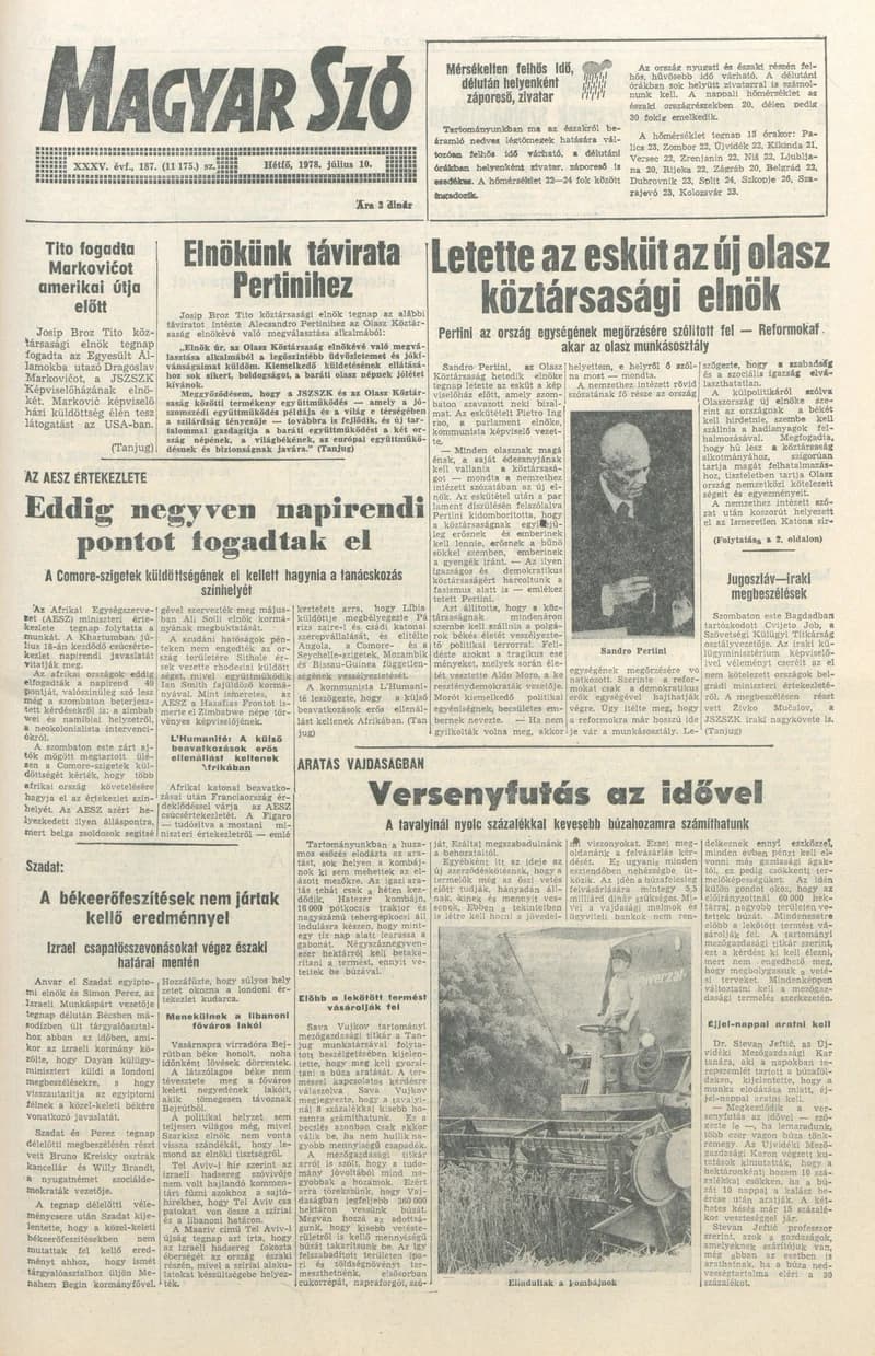 Magyar Szó, 35. évf. 1978. július 10. 187. sz. 1–8. oldal