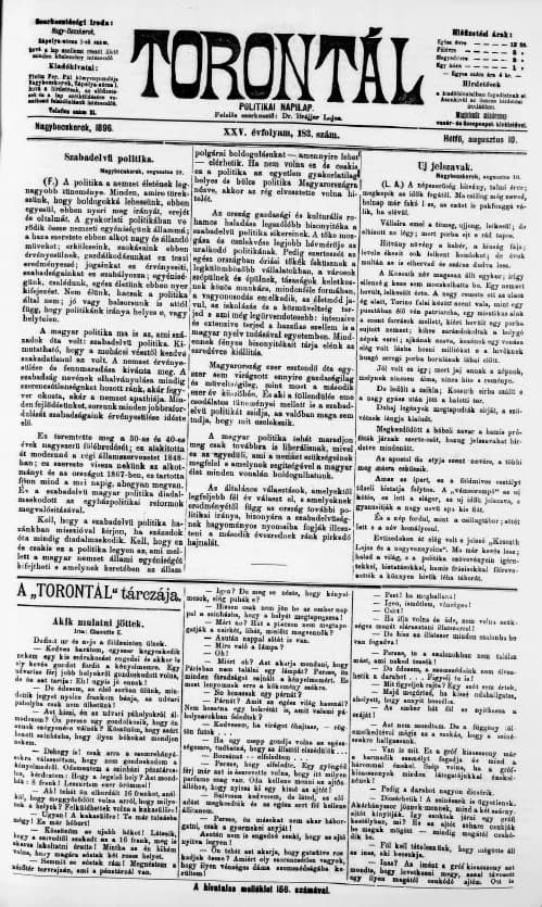 Torontál, 25. évf. 1896. augusztus 10. 183. sz.