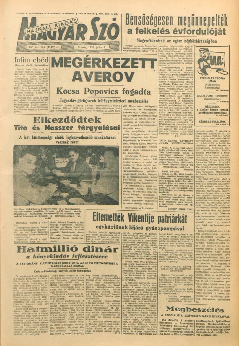 Magyar Szó, 15. évf. 1958. július 9. 173. sz. 1–14. oldal