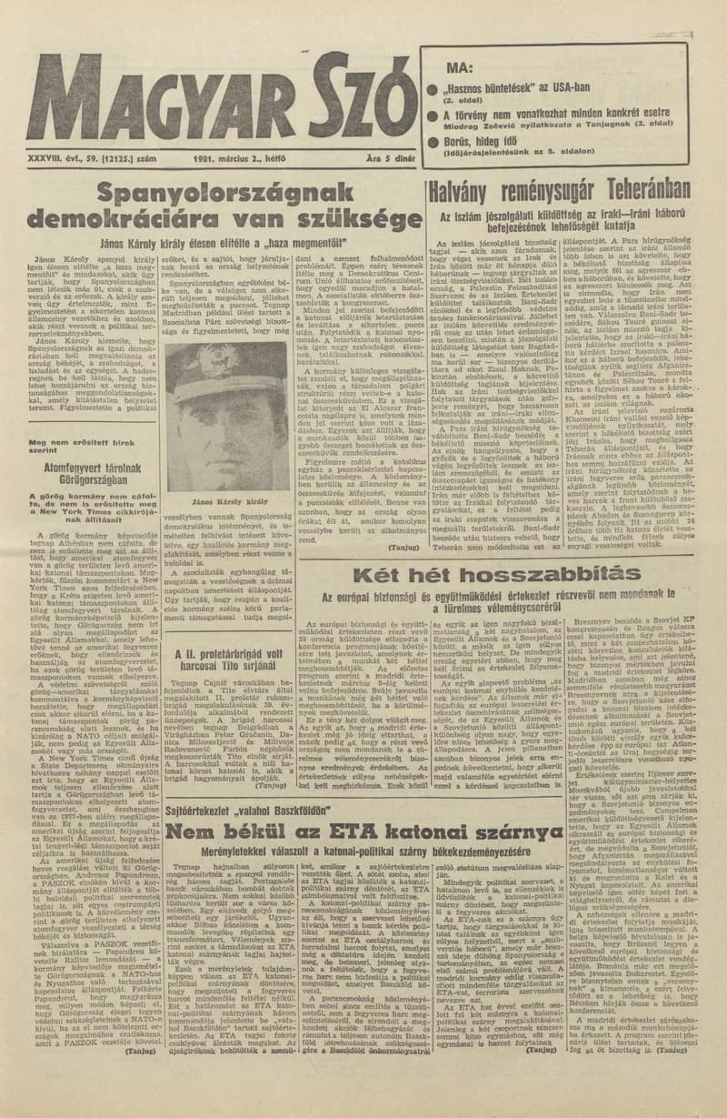 Magyar Szó, 38. évf. 1981. március 2. 59. sz.