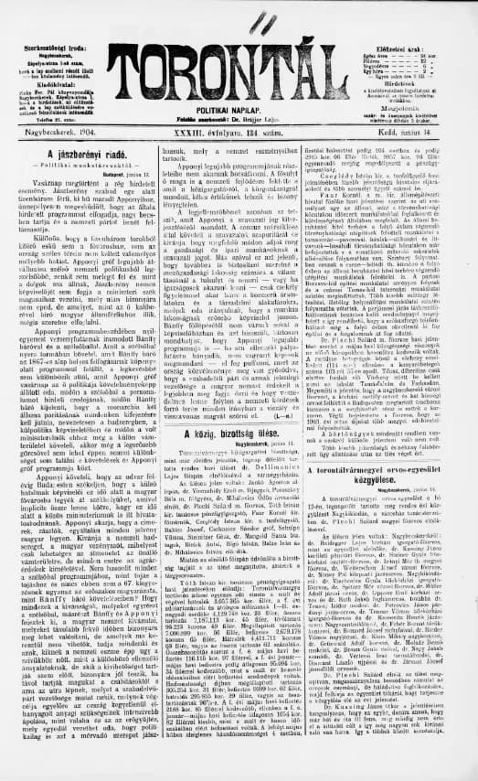 Torontál, 33. évf. 1904. június 14. 134. sz.