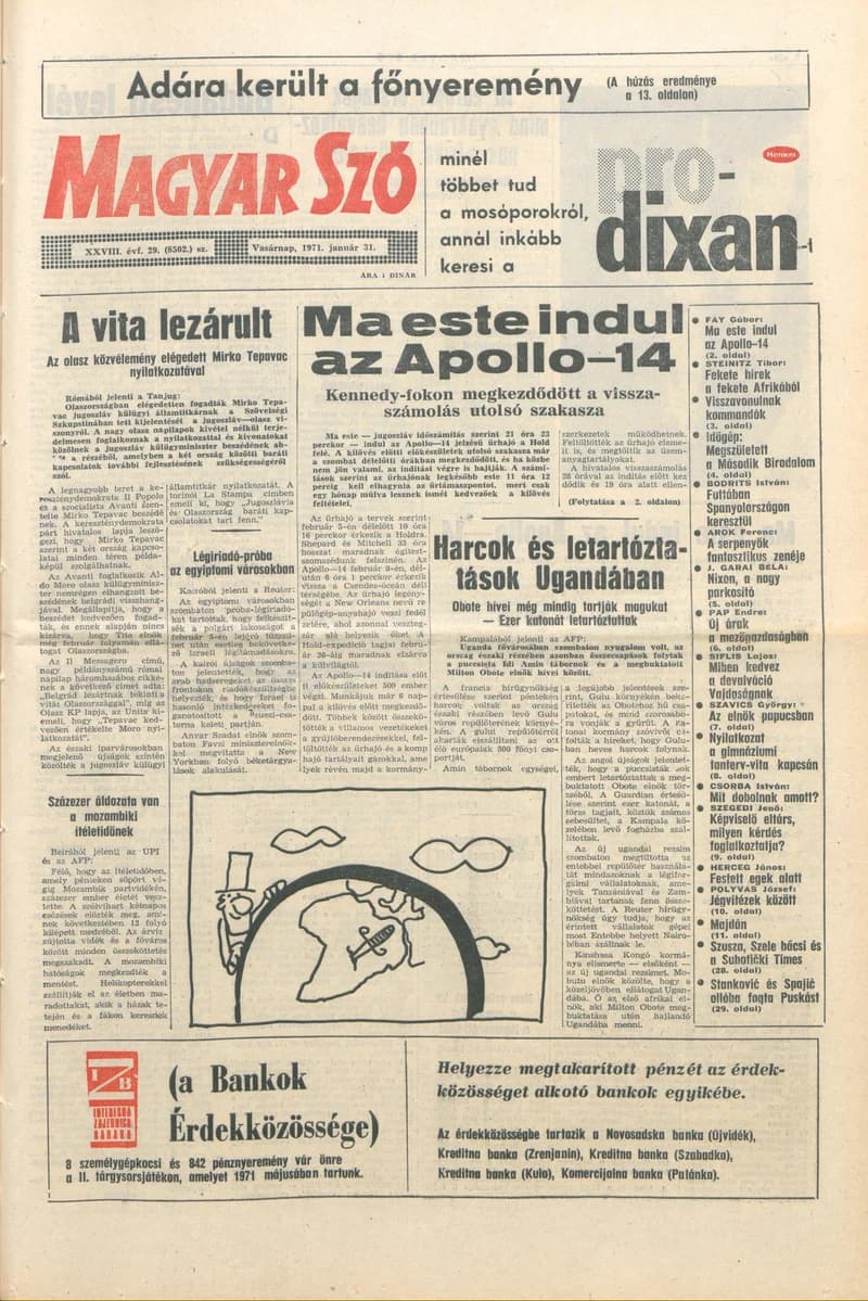 Magyar Szó, 28. évf. 1971. január 31. 29. sz. 1–32. oldal