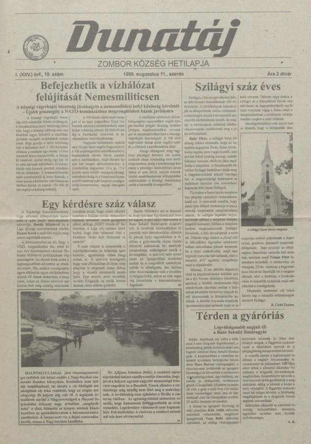 Dunatáj, 1. évf. 1999. augusztus 11. 19. sz.